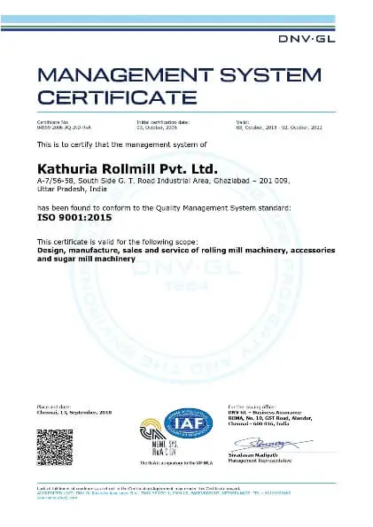 Rolling Mill Quality certificate